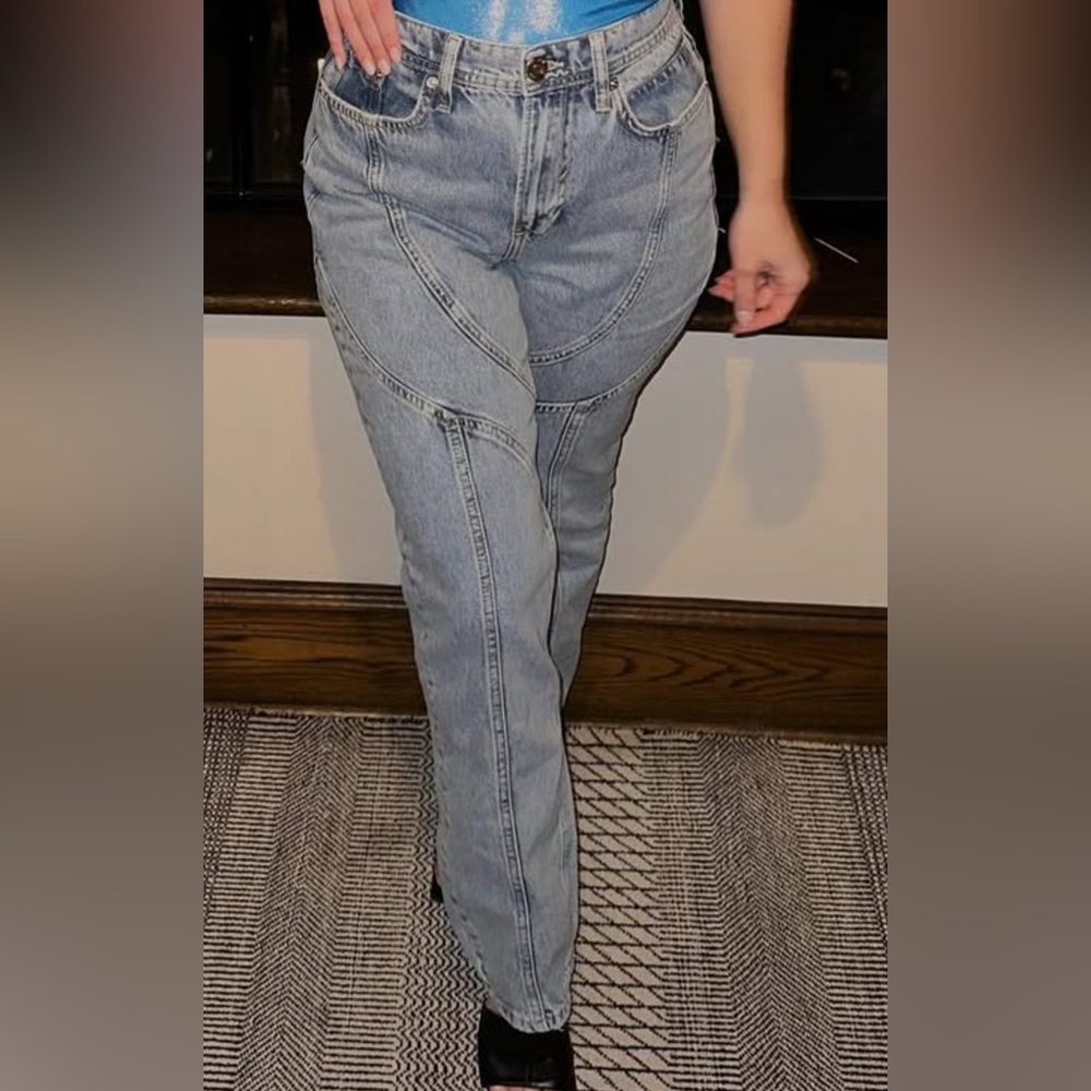 River Island Light Blue Women's stitched jeans